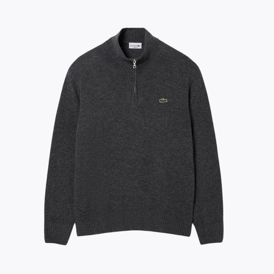 LC Zipped High Neck Carded Wool Sweater
