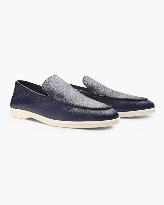 V Cowhide Leather Loafers