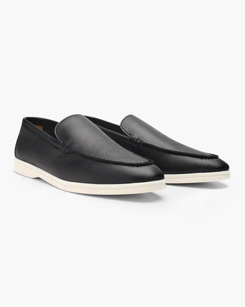 V Cowhide Leather Loafers