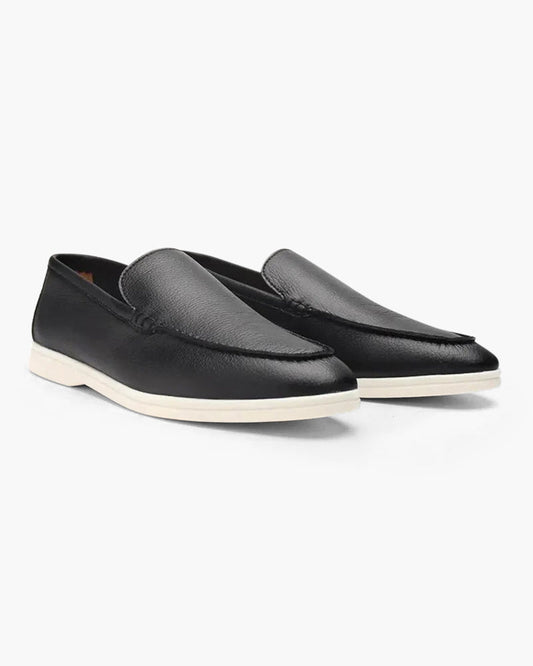 V Cowhide Leather Loafers