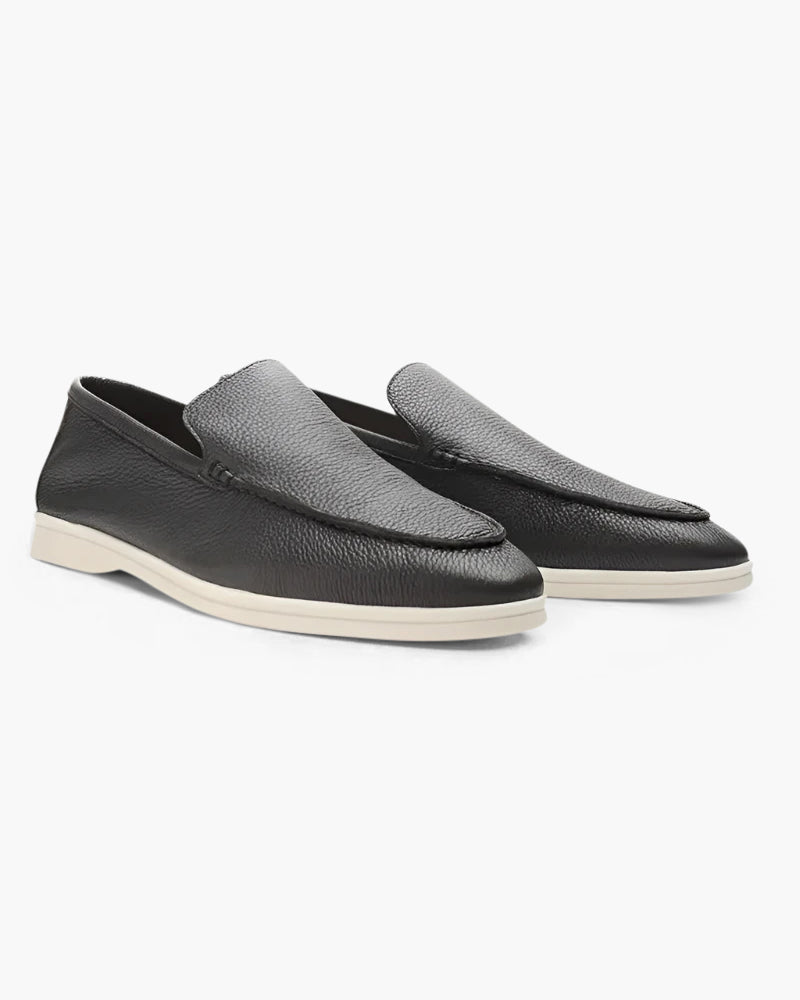 V Cowhide Leather Loafers