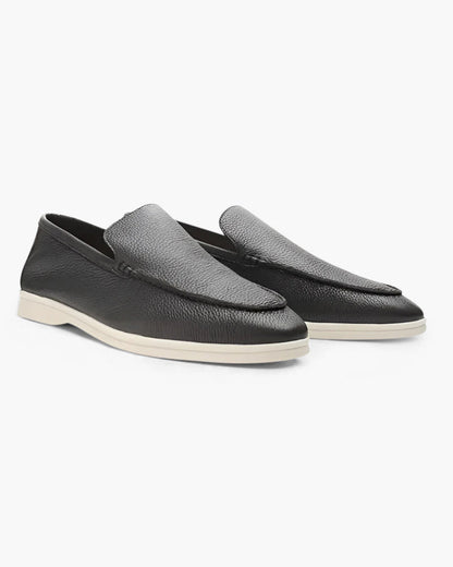 V Cowhide Leather Loafers