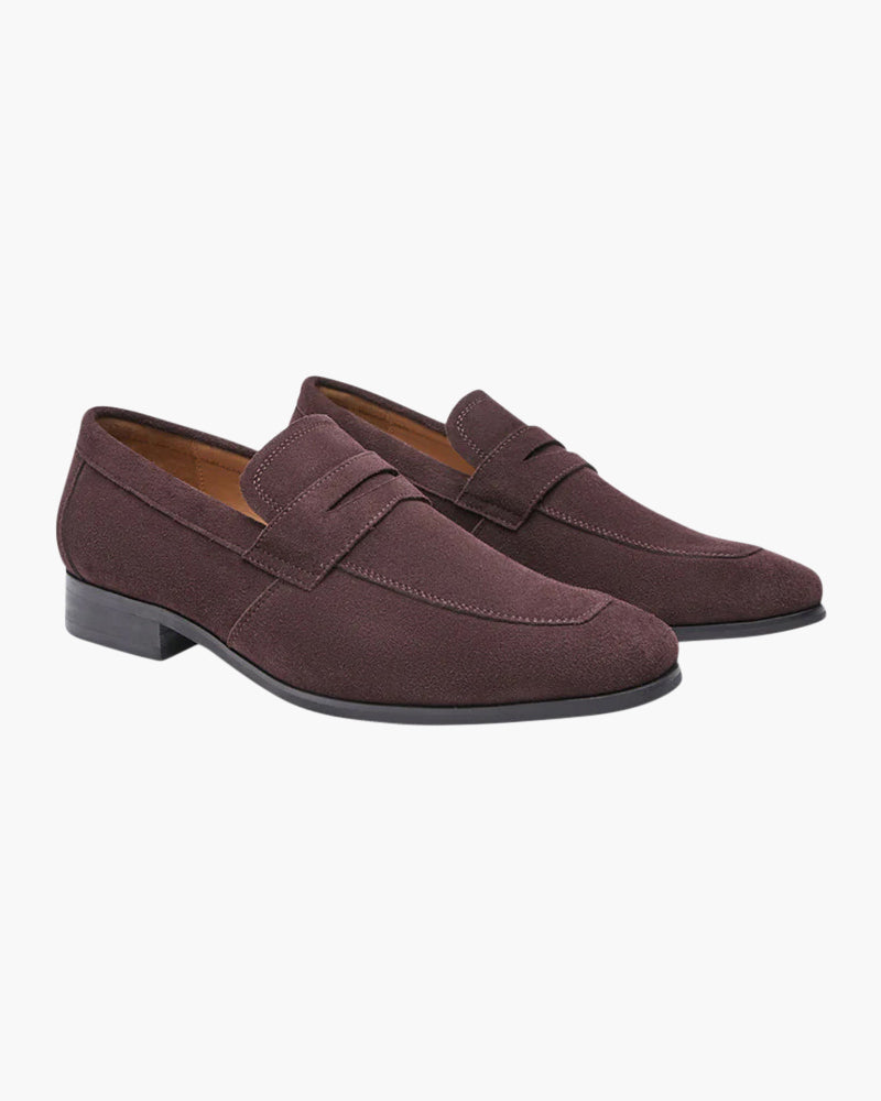 V Suede Penny Loafers