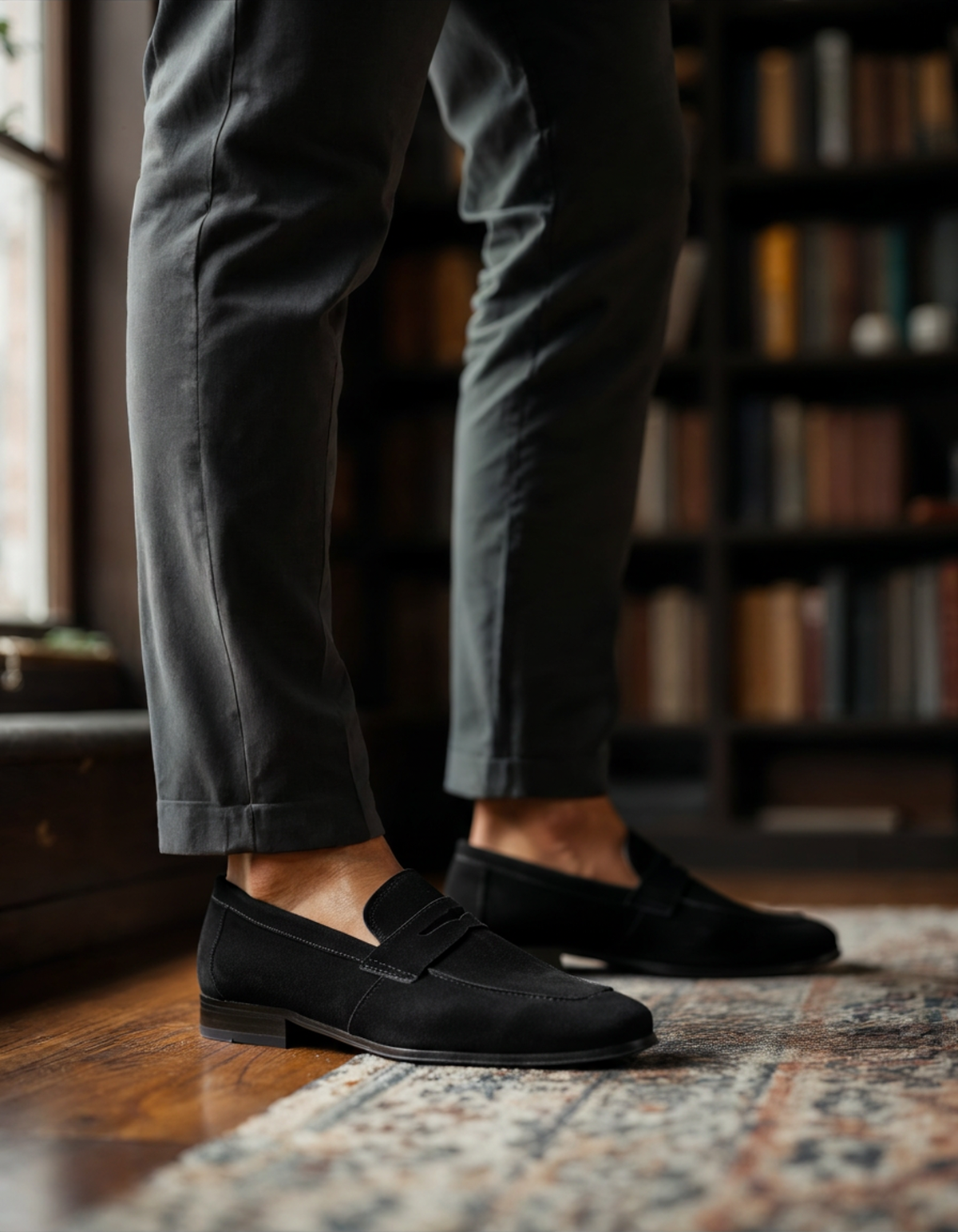 V Suede Penny Loafers