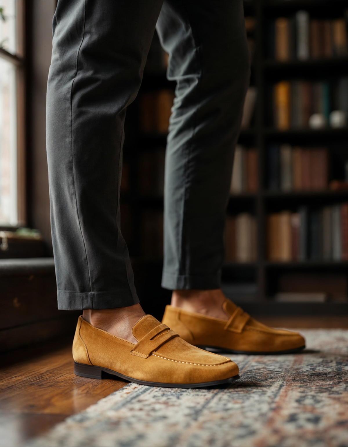 V Suede Penny Loafers