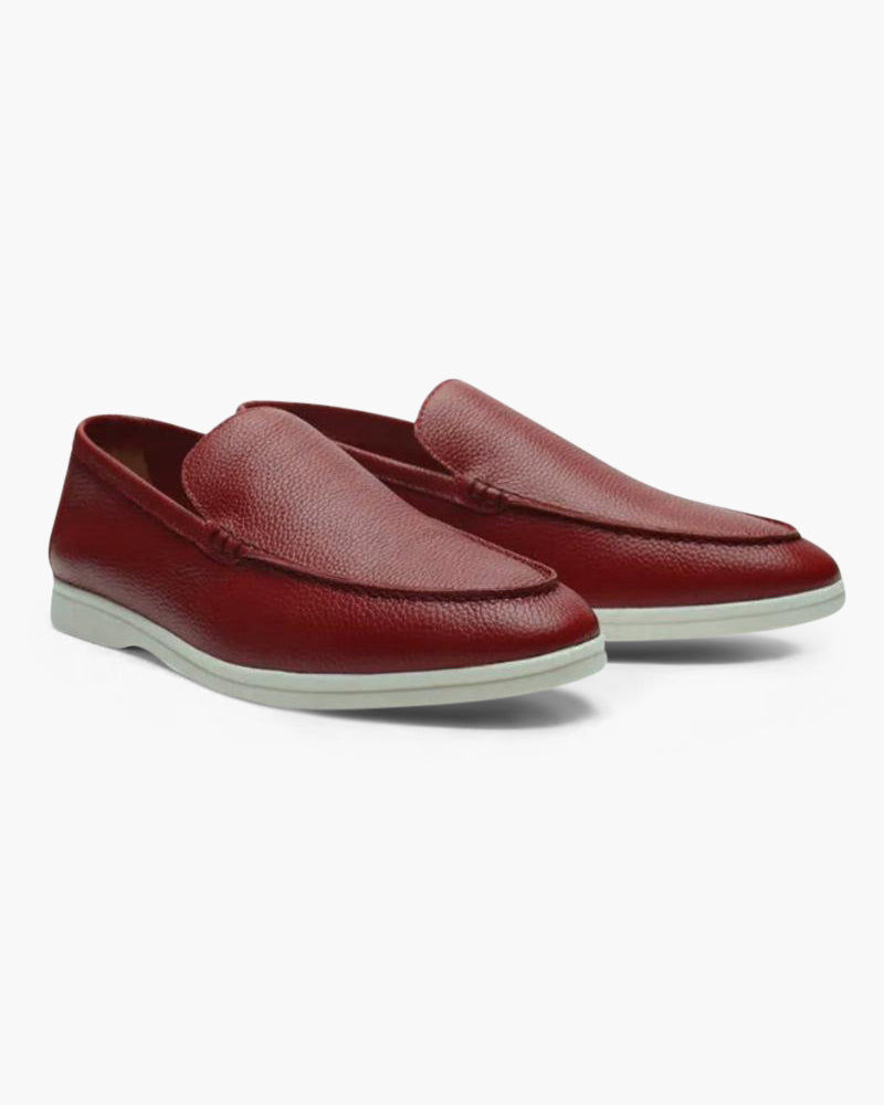 V Cowhide Leather Loafers